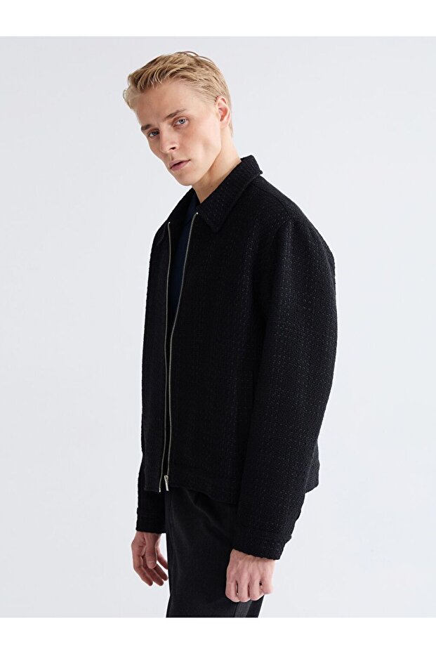 Lcw Vision Black Standard Fit Wool Blend Men's Cashmere Coat