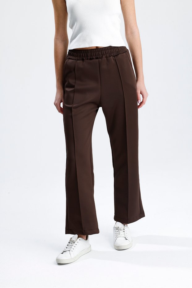 High Waist Scuba Pants with Front Seam