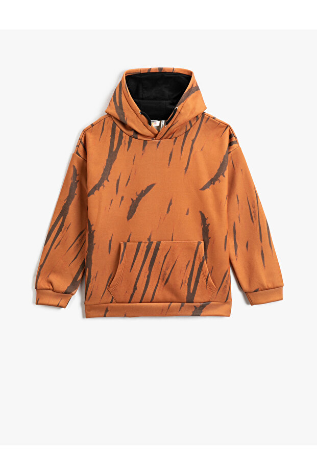 Patterned Hooded Sweatshirt Fleece-Lined
