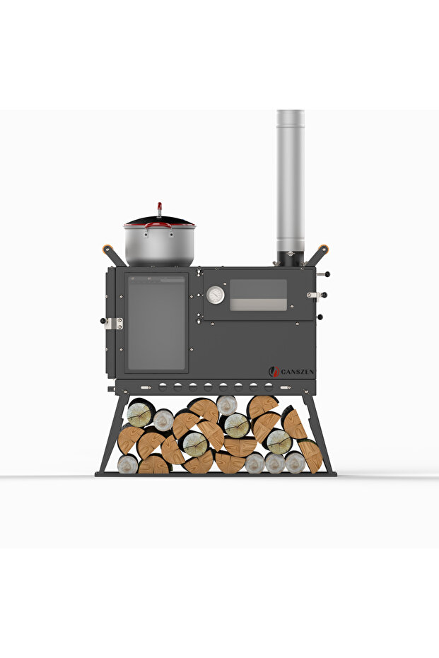 Forest Profesyonel Siyah Kuzineli Kamp Sobası | Taşınabilir Çadır ve Karavan Sobası - 6