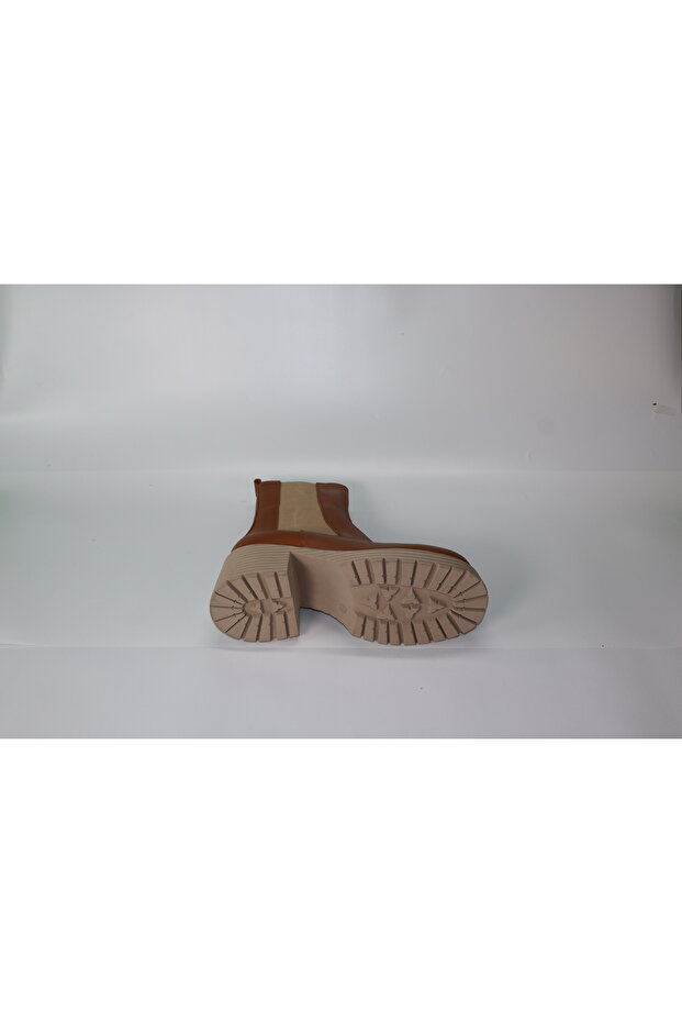 Taba Rengi Kalın Krem/Bej Tabanlı Chelsea Bot | Elastik Yan Detaylı Yüksek Platform Bot - 5