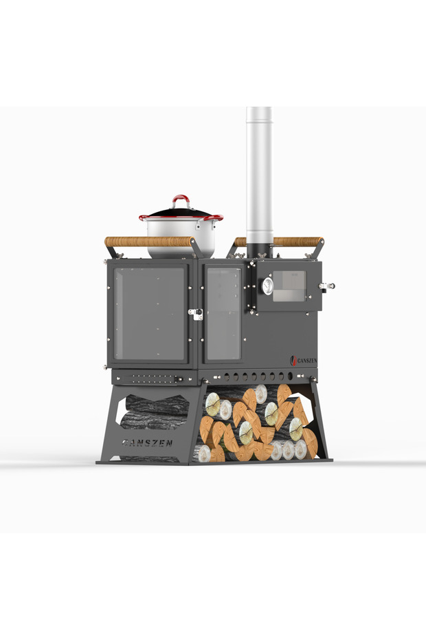 Forest Profesyonel Siyah Kuzineli Kamp Sobası | Taşınabilir Çadır ve Karavan Sobası - 1