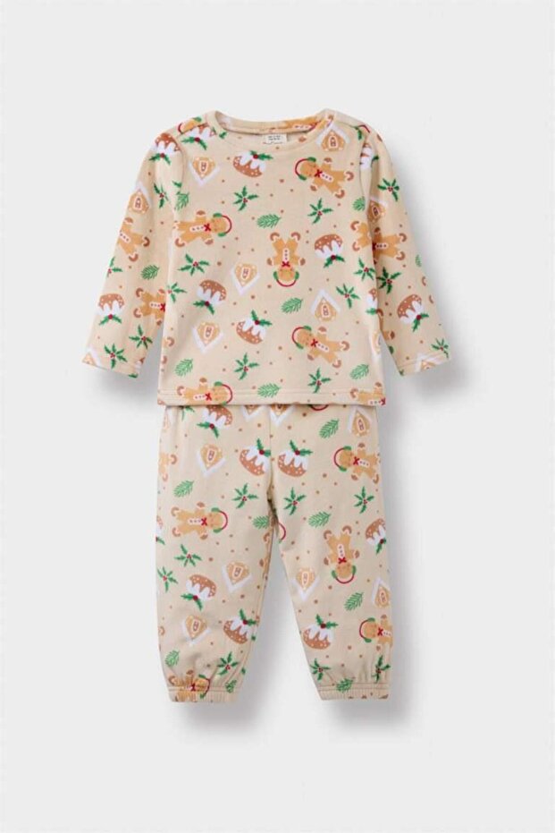 Baby Boy Pajama Set New Year Themed Long Sleeve Velour Top Long Bottom (25 Wn)
