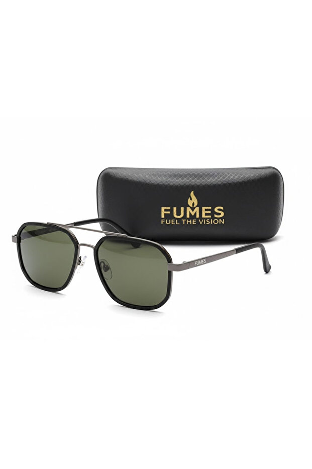 Triton – Polarized Green Lens Double Bridge Navigator Sunglasses for Men/Women, Gunmetal Frame