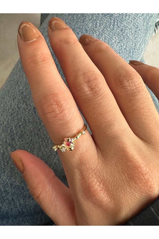 خاتم ذهبي متلألئ على شكل نجمة - 4