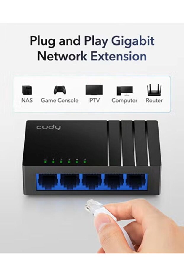 Kodi GS105D 5-Port Gigabit Ethernet Switch | Desktop Ethernet Splitter - 2