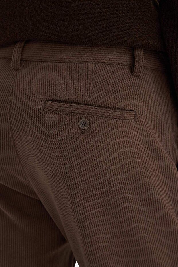 Tailored Regular Fit Düz Paça Fitilli Kadife Pantolon F0462AX25WN - 7