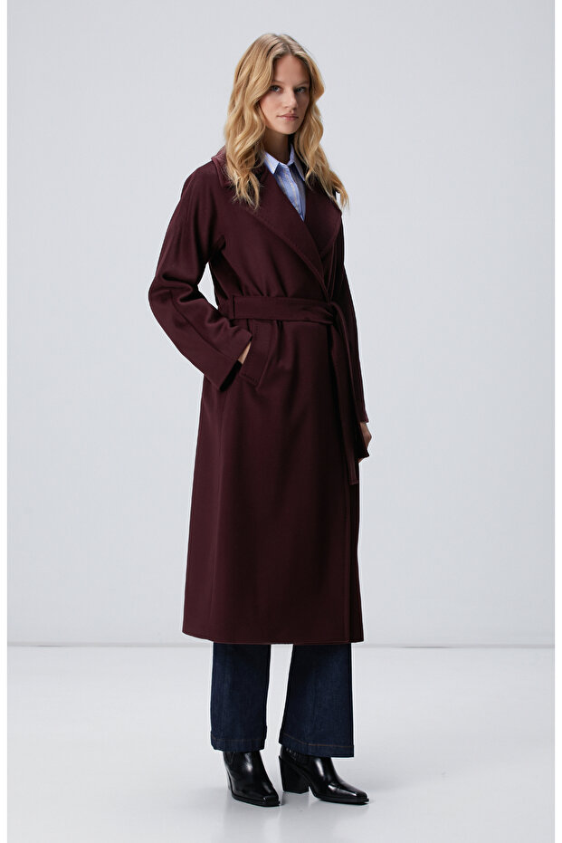 Limited Vişne Yün Manto - 3