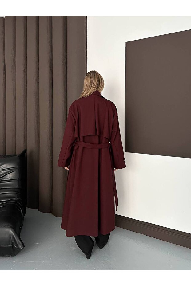 Minimalist Kesim Uzun Trençkot – Oversize Form - 8