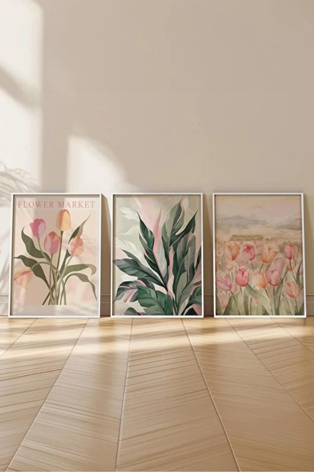 Whispers of Spring - Whispering Flowers of Spring Decorative Framed Mdf Set of 3 Paintings