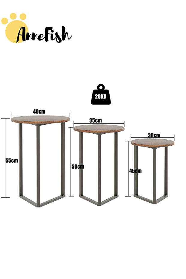 3Pcs Coffee Service Table Set Round Sofa Side Nesting Table End Table Small Coffee Table Couch Table - 2