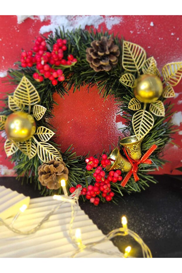 KAPI SÜSÜ KAPI ÇELENGİ 24 CM KOKİNALI YILBAŞI TEMALI - 7