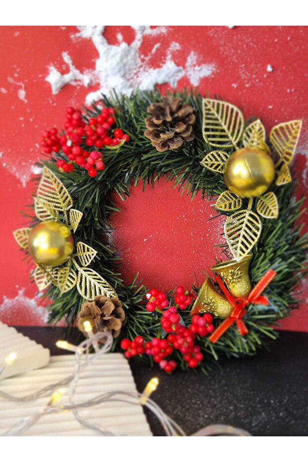 KAPI SÜSÜ KAPI ÇELENGİ 24 CM KOKİNALI YILBAŞI TEMALI - 5