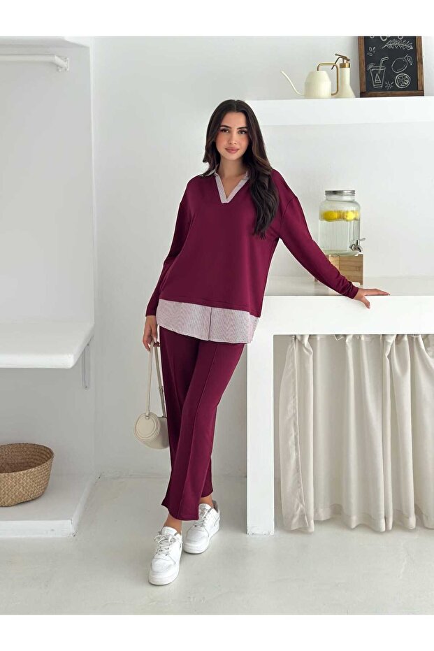 طقم برقبة على شكل حرف V - 1