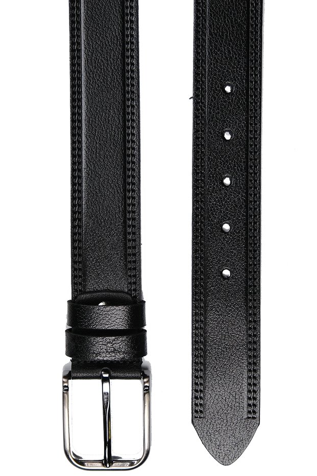 Genuine Leather Black Special Double Stitched 4 cm Classic Men's Belt