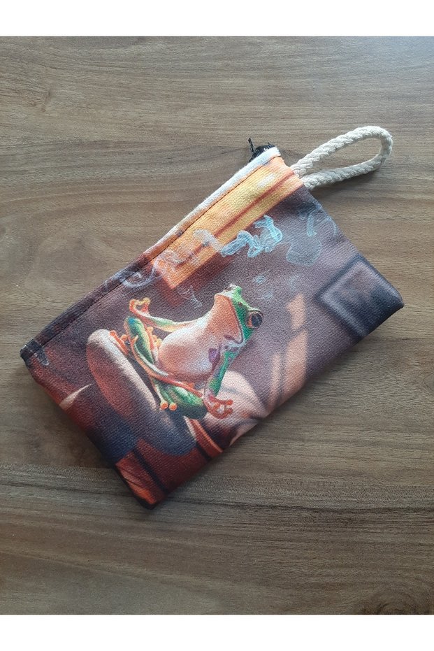 Owl Bag Meditating Little Frog Design Wallet Pen Holder Bag Organizer