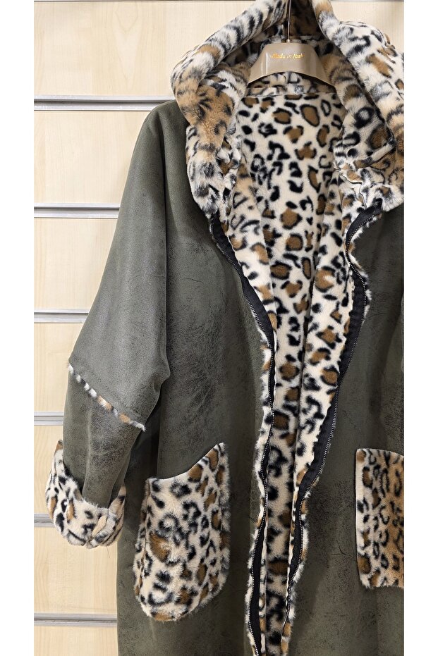 معطف طويل بنمط الفهد - 3