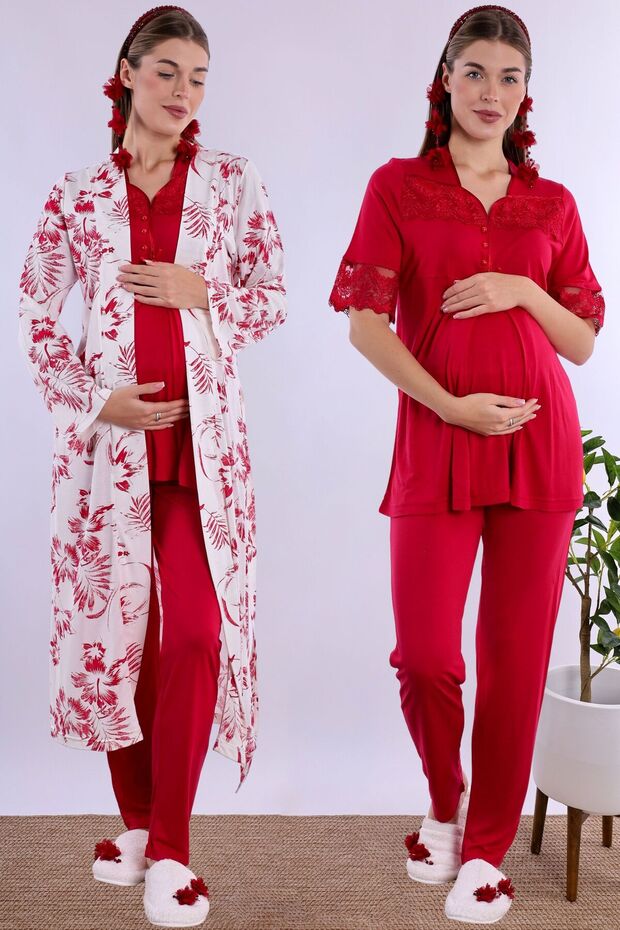 Effortt Cherry Dressing Gown Maternity Maternity Pajama Set