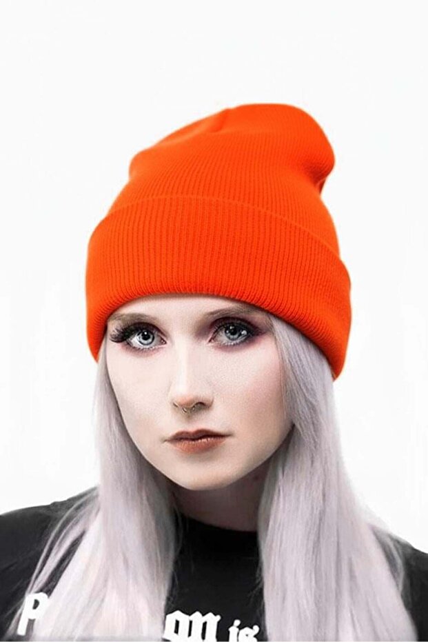 قبعة برتقالية سادة - 1