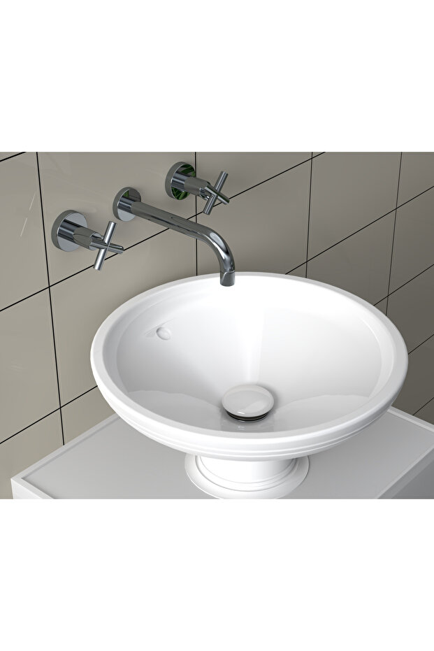 ELIXIR Pop-Up Lavabo Gideri Seti | Parlak Beyaz Seramik Başlıklı | Taşma Delikli | Standart Ölçü - 4