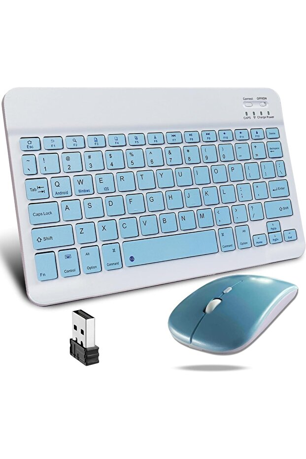 Portable Wireless Bluetooth Keyboard and Mouse Mice Set Dual 2.4G Rechargeable 10“ Adjustable
