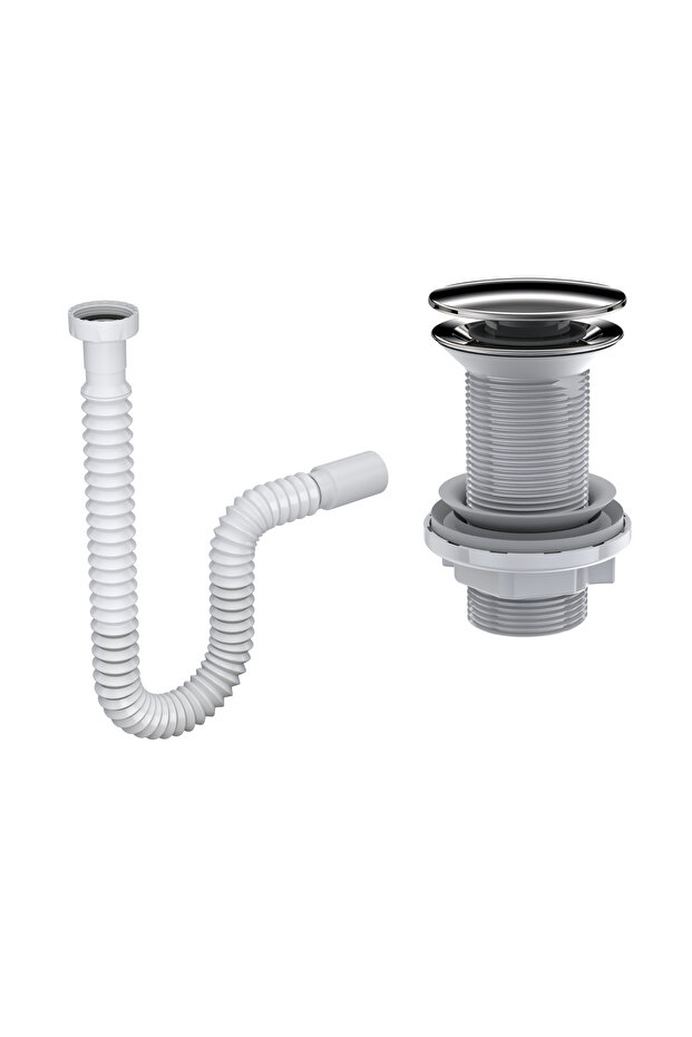 Felix Pop-Up Lavabo Gideri Set | Taşma Deliksiz | 304 Paslanmaz Çelik Başlık | ABS Gövde - 2