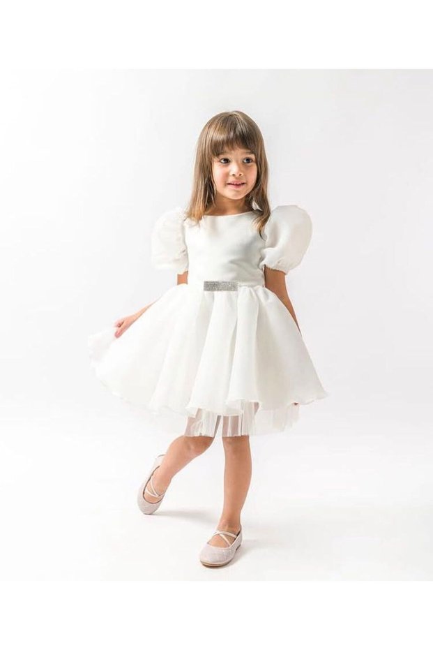 Birthday Wedding Party Special Occasion Dress Organza Fabric Balloon Sleeve