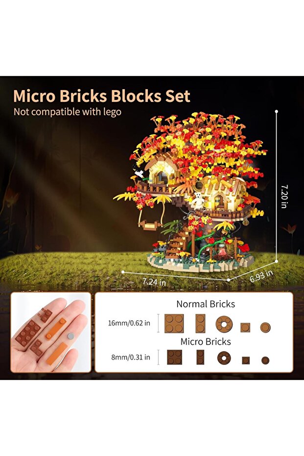Treehouse Building Blocks Set with LED Lights (2725 PCS Micro Bricks) - 2