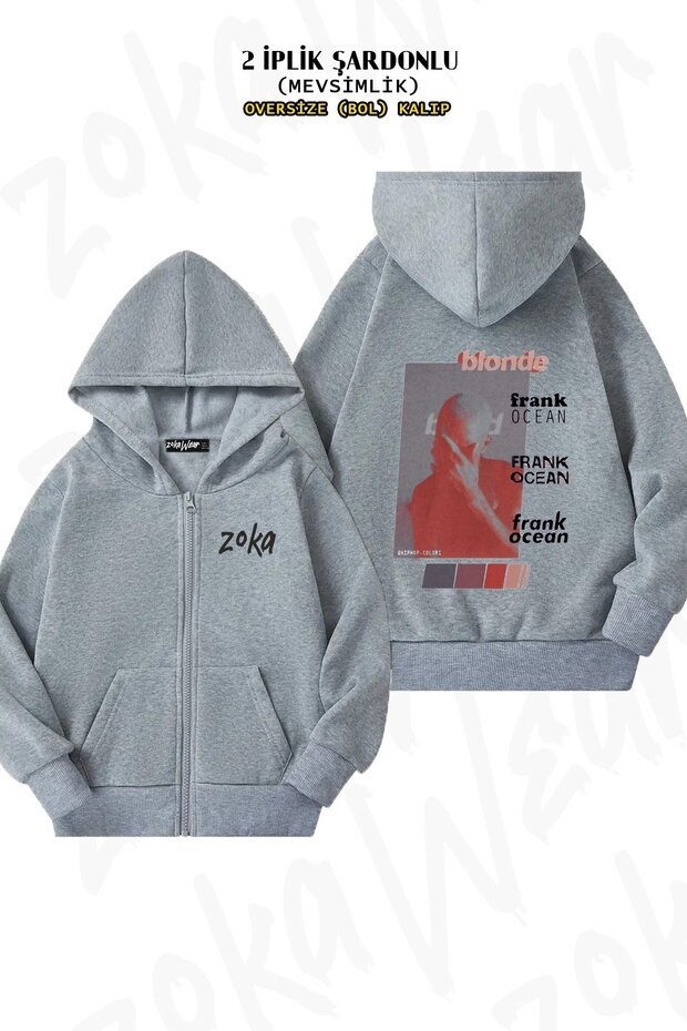 Unisex Frank Ocean 4 Printed Oversized Back Printed Zip Hooded Cardigan