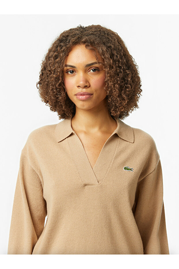 Wool Open Polo Collar Sweater - 2