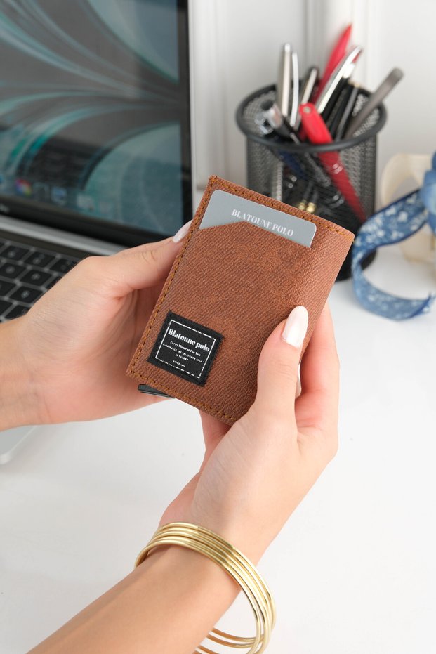 Unisex Denim Leather Wallet – Premium Quality Aluminum Mechanism, Card Holder for Women & Men