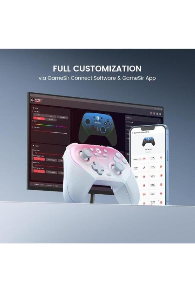 Super Nova Hall Effect 2.4g Wireless Controller Pembe Switch, Windows PC, Android ,Ios - 3