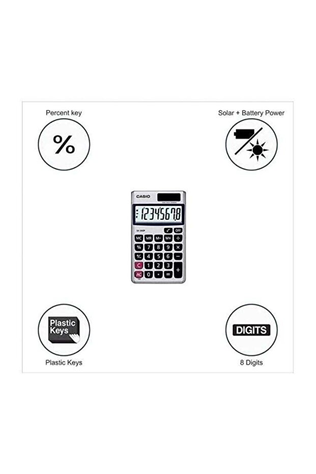 آلة حاسبة أساسية من سلسلة فاليو، مكونة من 8 أرقام، باللونين الفضي/الأسود - 2