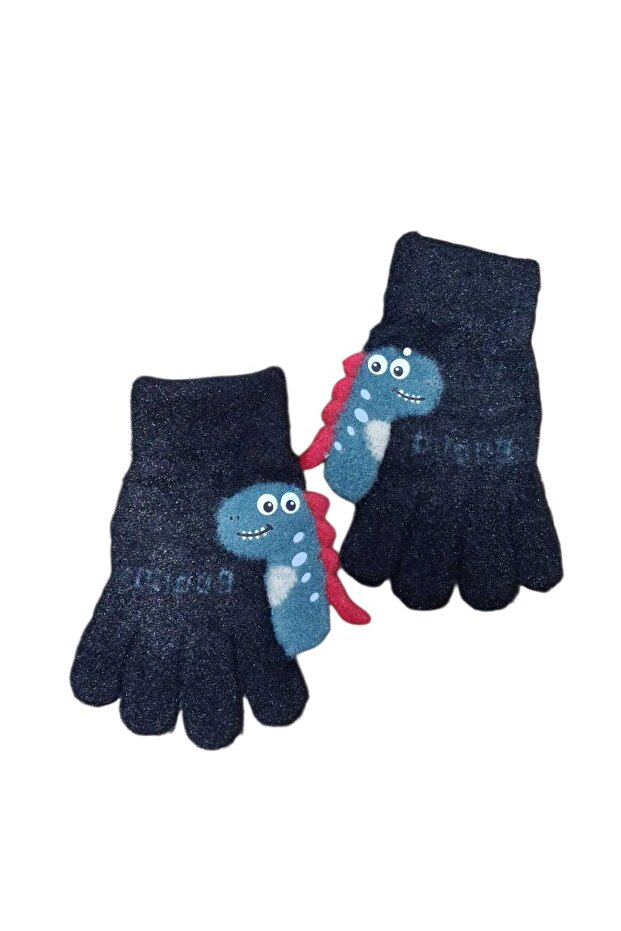 Erkek Çocuk Örme Dinazor Figürlü Eldiven - 2
