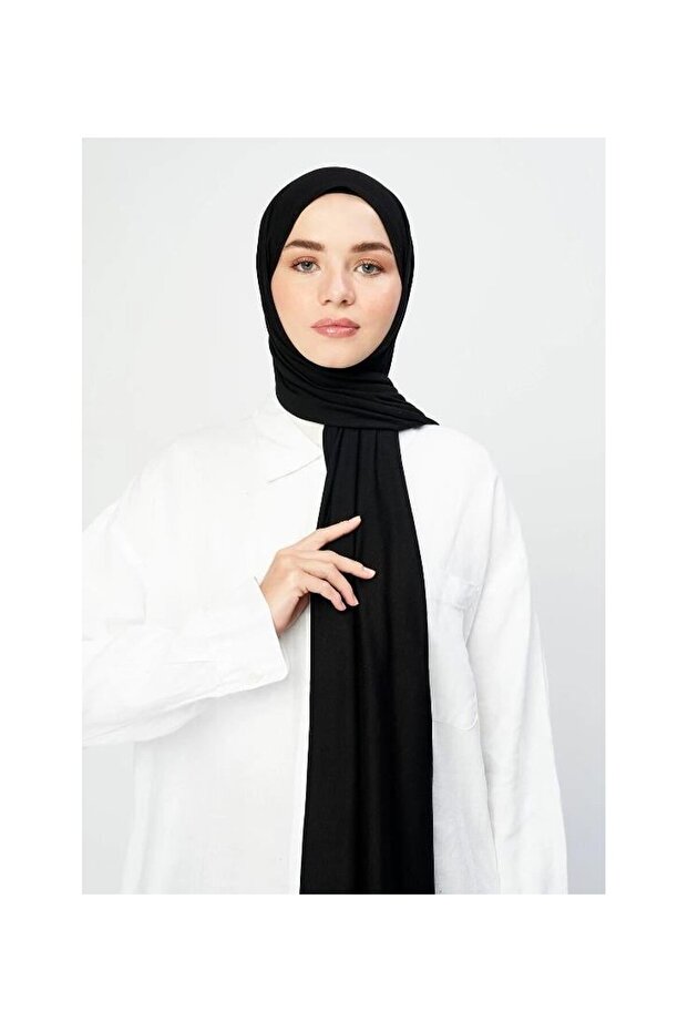 Combed Cotton Shawl Black - 1