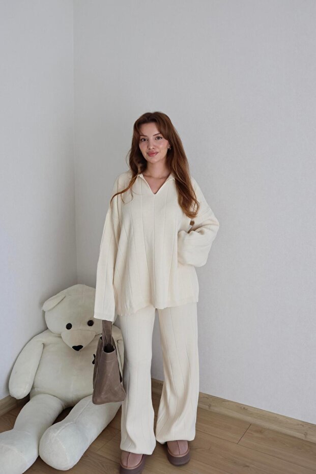 Ekru Triko Altlı-Üstlü Takım - 1