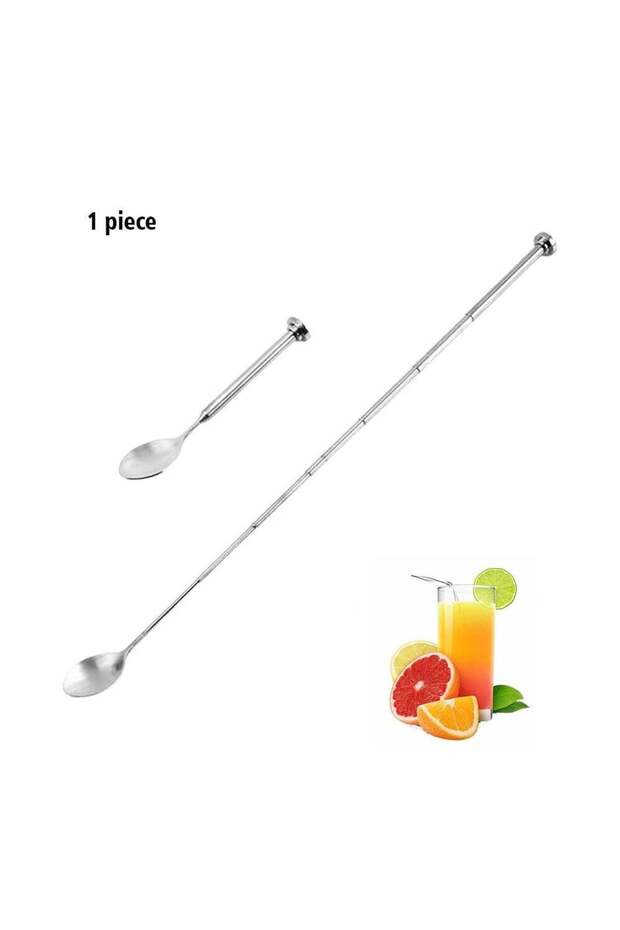 Stir Bar Spoon Telescopic, Easy to Carry Smooth Fine Workmanship Polished Mix Adjustable Stainless Steel Stirring Spoon Party Favor Stainless Steel Drink Stirrer