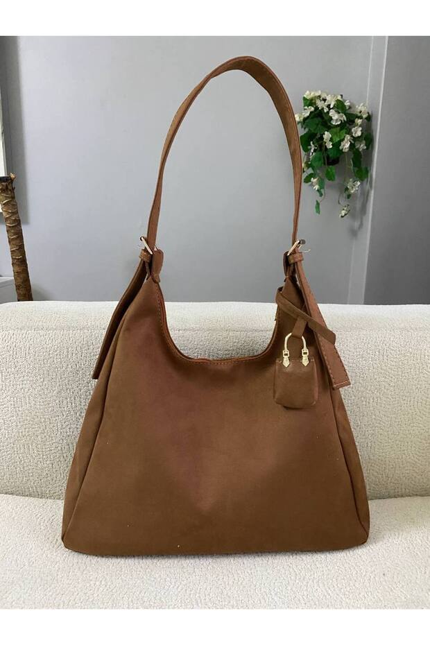 Beklove Suede Charm Detailed Hand and Shoulder Women's Bag