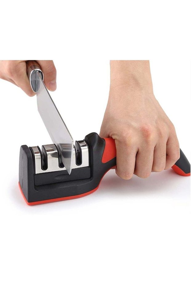 Casa Bella The Brand Professional Knife Sharpener – 3 Stage Manual Sharpening Tool with Anti-Slip