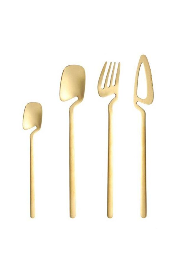 4-Piece Stainless Steel Flatware Set Matte Cutlery Set Kitchen Dinnerware Includes Forks and Tea Spoons