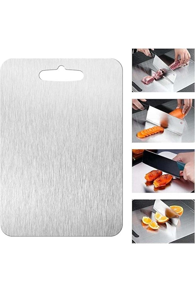 Cutting Board, Double-Sided Food Grade 304 Stainless Steel Cutting Board,Chopping Board,Cutting Block Mincing Mat,Heavy Duty Non-Slip,Double Side,For Meats, Fruits And Vegetables