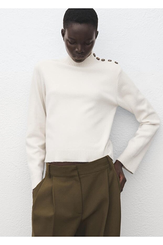 Perkins yaka düğmeli kazak - 1