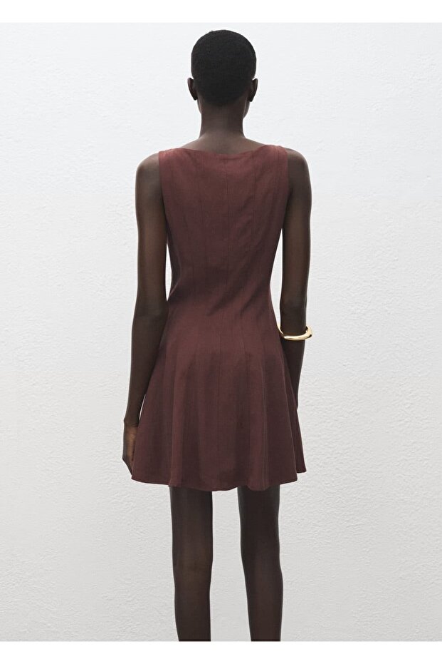 Lyocell dikiş detaylı elbise - 4