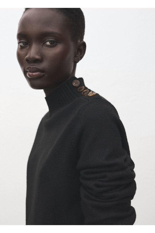 Düğmeli triko elbise - 8