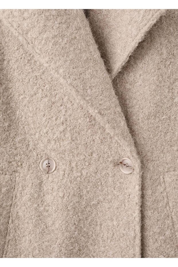 Yakalı buklet palto - 7