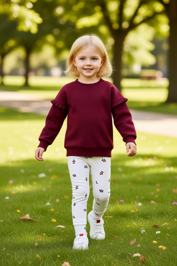 Girl's Printed Knitted Top and Leggings Set Comfortable and Stylish Casual Wear Quality Stylish Comfortable