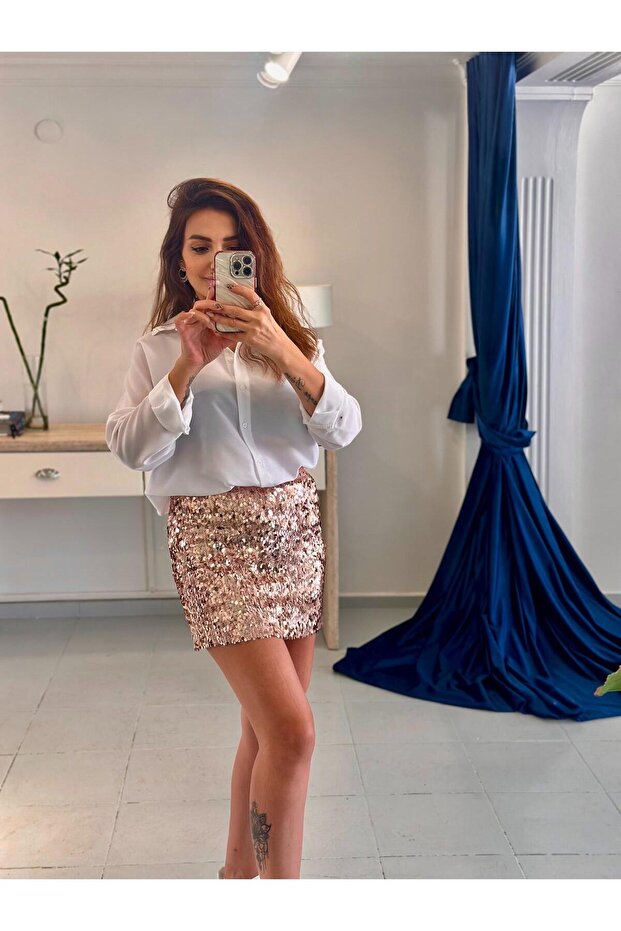 Pul bayetli mini etek - 3