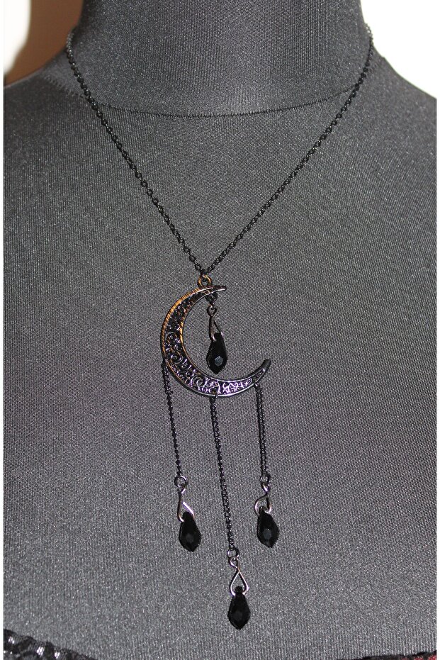 Gotik Ay Şekilli Shadow Crescent Kolye - 5