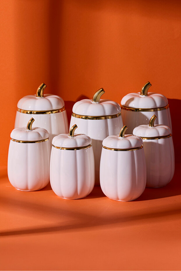 Pumpkin Porcelain 7-Piece Spice Set 8.5X13X11X18 cm