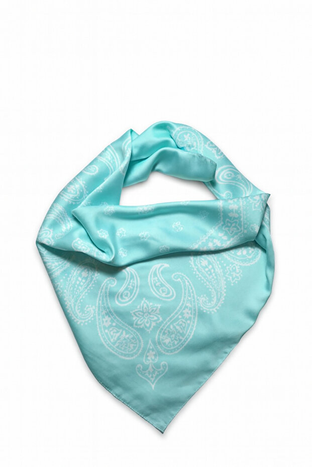 Mint Green Bandana Patterned Square Scarf